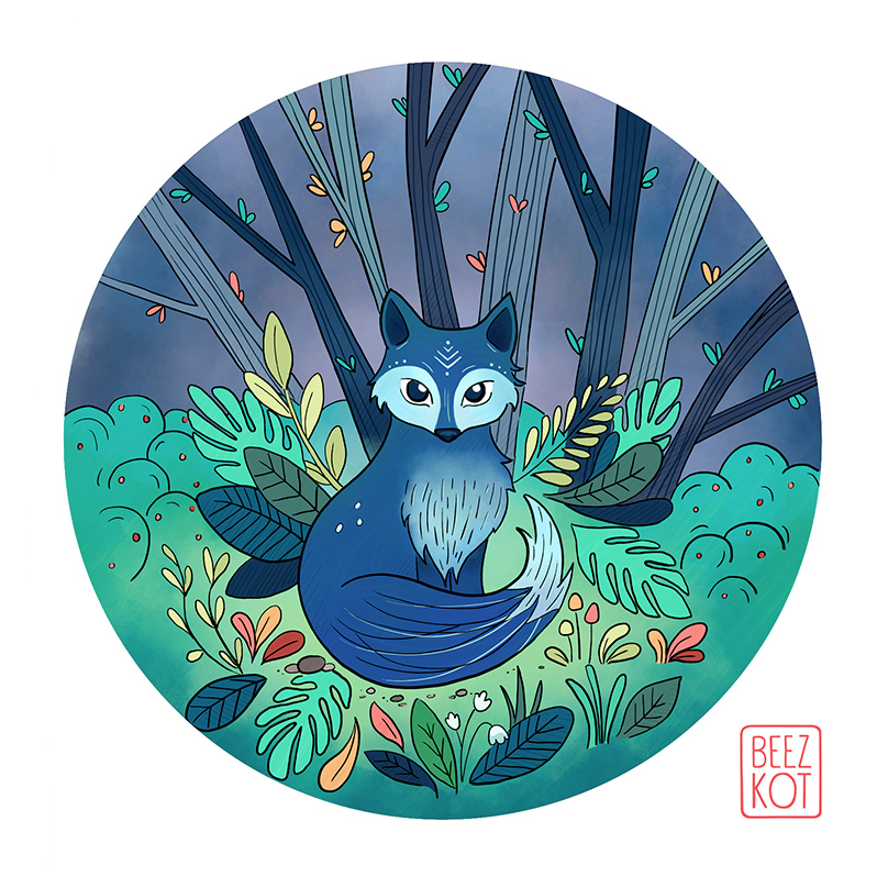 Illustration blue fox